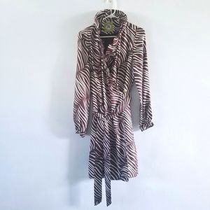 Elizabeth McKay Scotland silk striped wrap dress